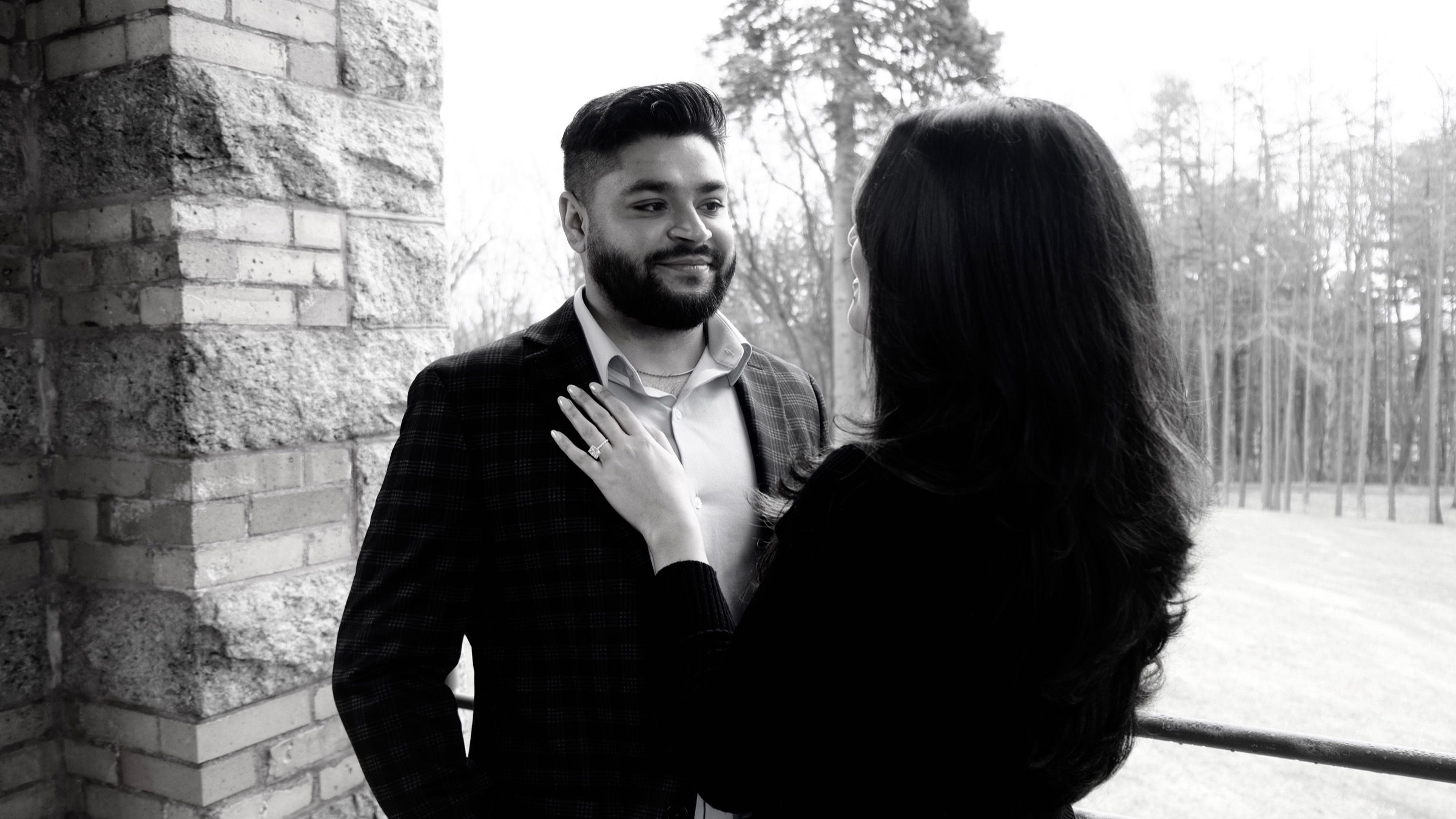 Ayushka showing her ring while Rohit smiles